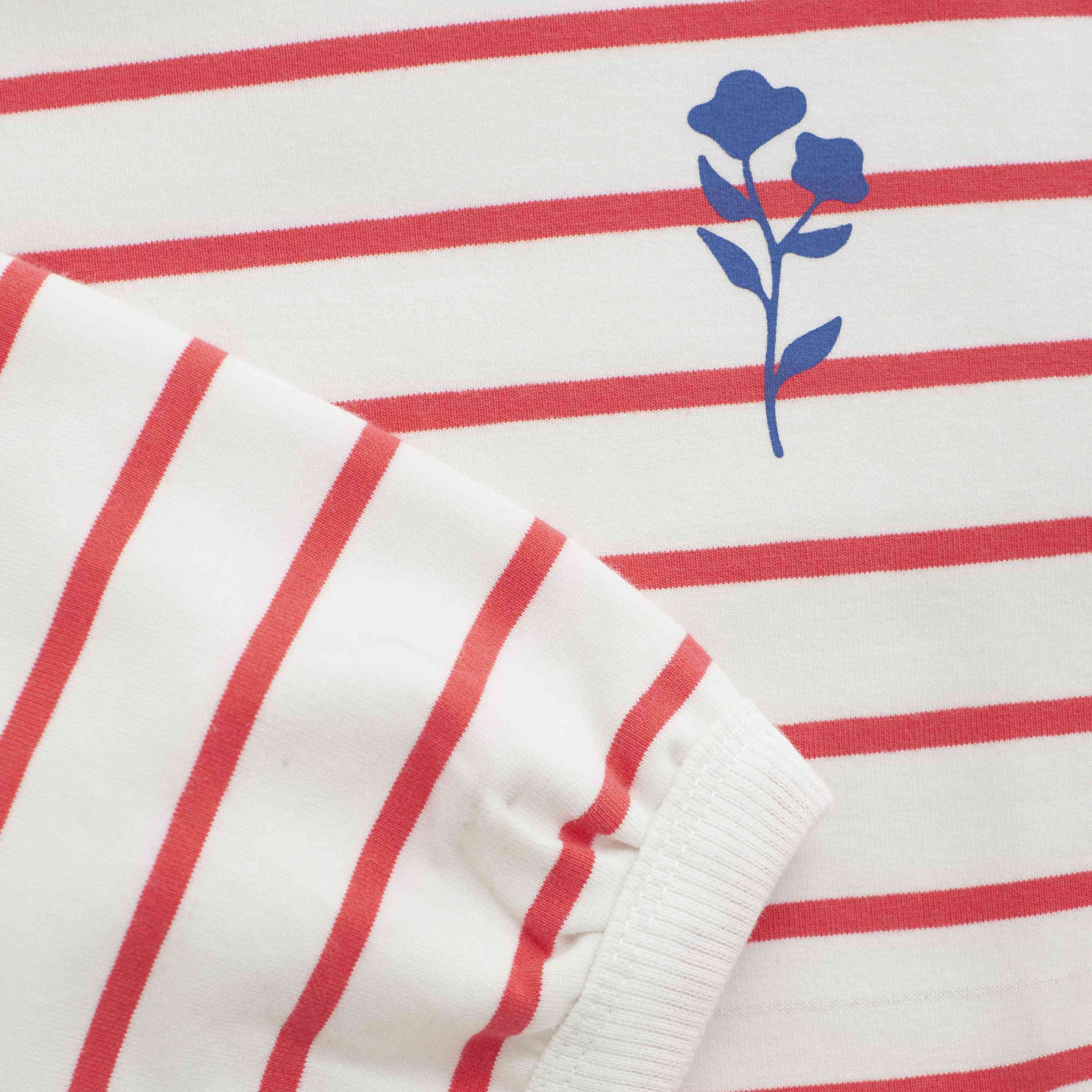 Sweatkleid mit Streifen und Bindegürtel – rot/weiss