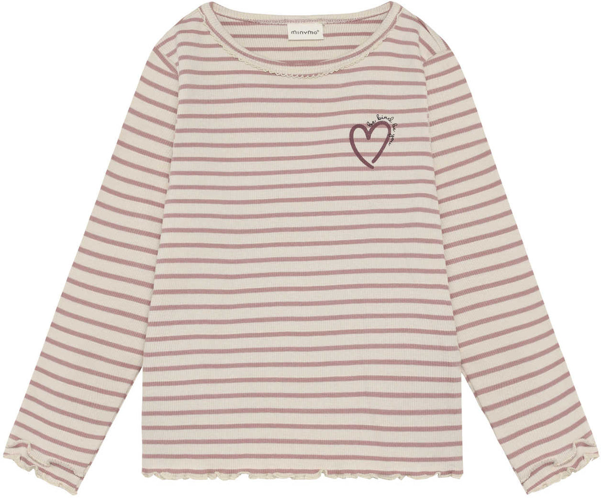 T-Shirt Langarm Streifenprint Rippstrick – Fawn - nila kids