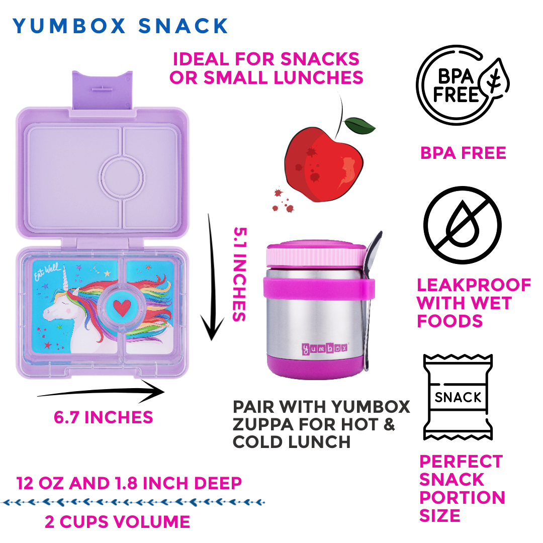 Snack-Grösse Bento-Lunchbox Lavendel Lila (Magisches Einhorn) - nila kids
