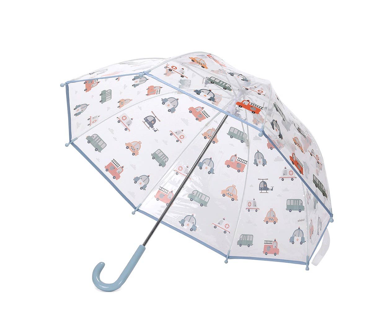 Transparenter Regenschirm mit Fahrzeug-Motiv für Kinder - nila kids