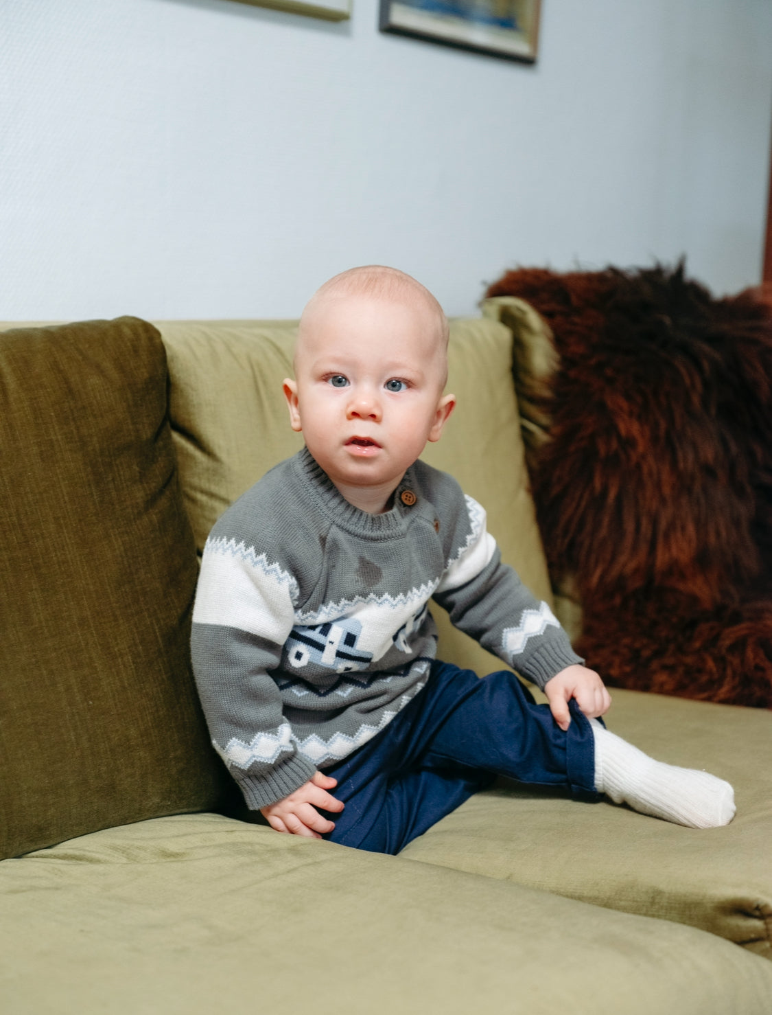 Palle - Pullover gestrickt Auto - nila kids