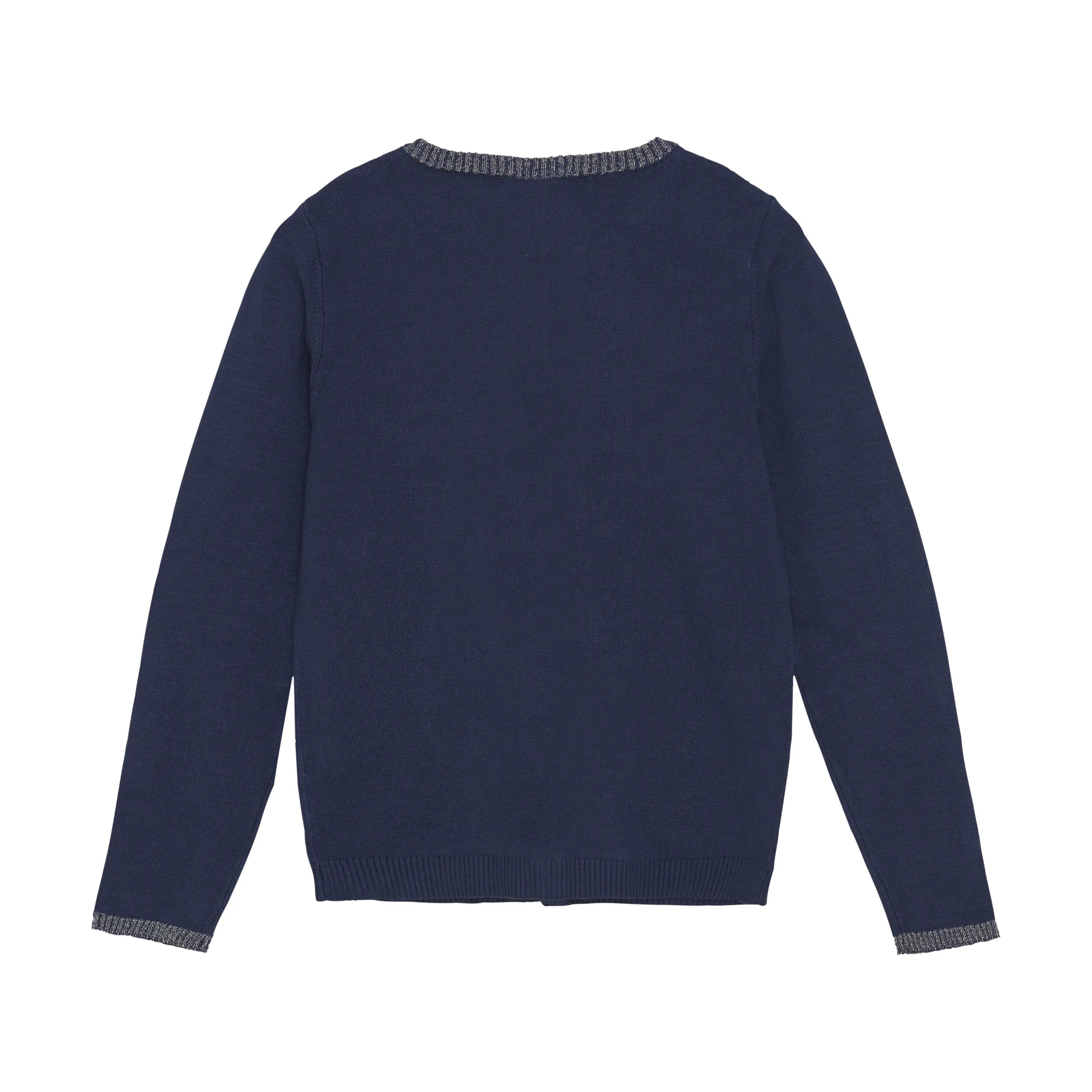 Baby Cardigan „Pointelle“ – Dunkelblau mit Glitzerdetails