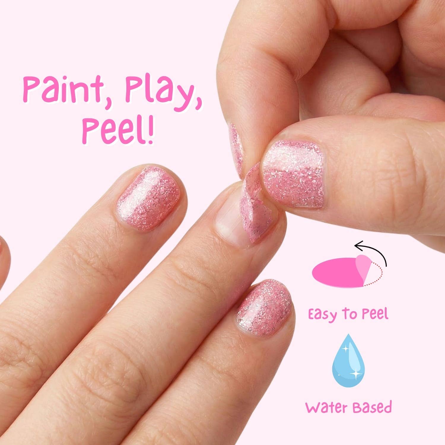 Itsy Glitzy Hippo Kinder Abziehbarer Geruchloser Nagellack - nila kids