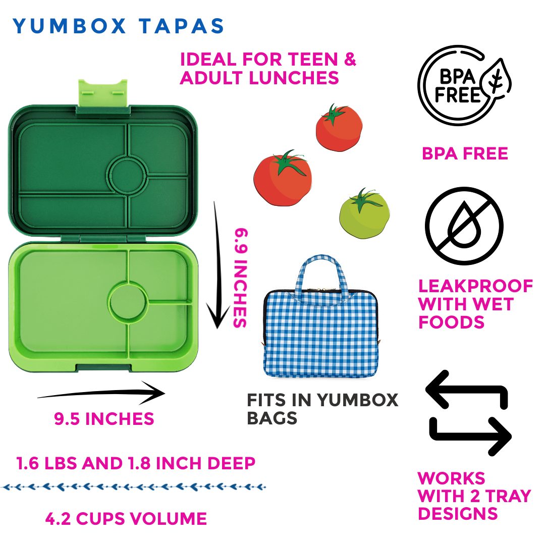 Auslaufsichere Yumbox Tapas Bento Lunchbox - Palmgrün - 4 Fächer Grosse Grösse - nila kids