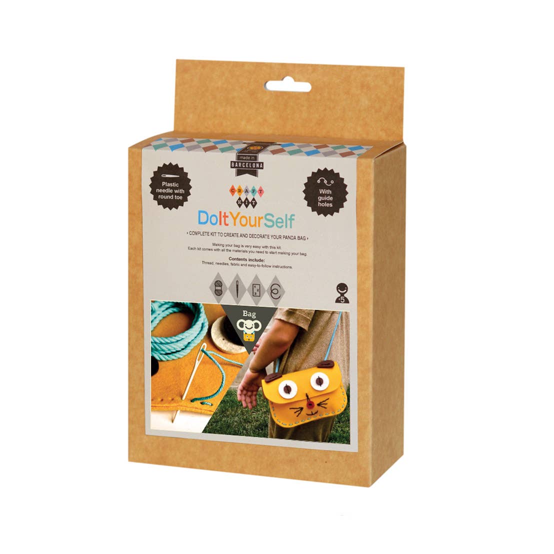 Geschenkset für Kinder zum Basteln einer Tasche: Gelbe Katze - nila kids