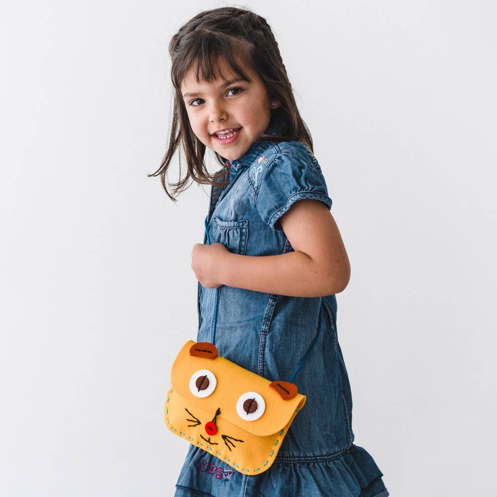 Geschenkset für Kinder zum Basteln einer Tasche: Gelbe Katze - nila kids