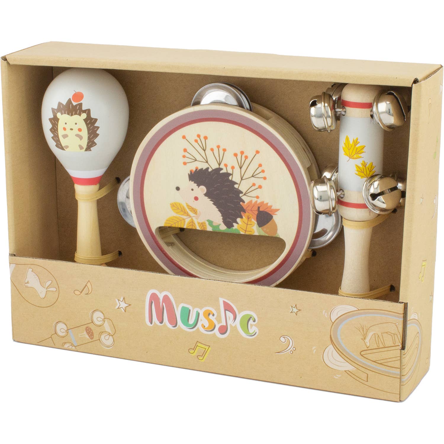 Musik-Set: Igel mit Rassel, Tamburin und Maraca - nila kids
