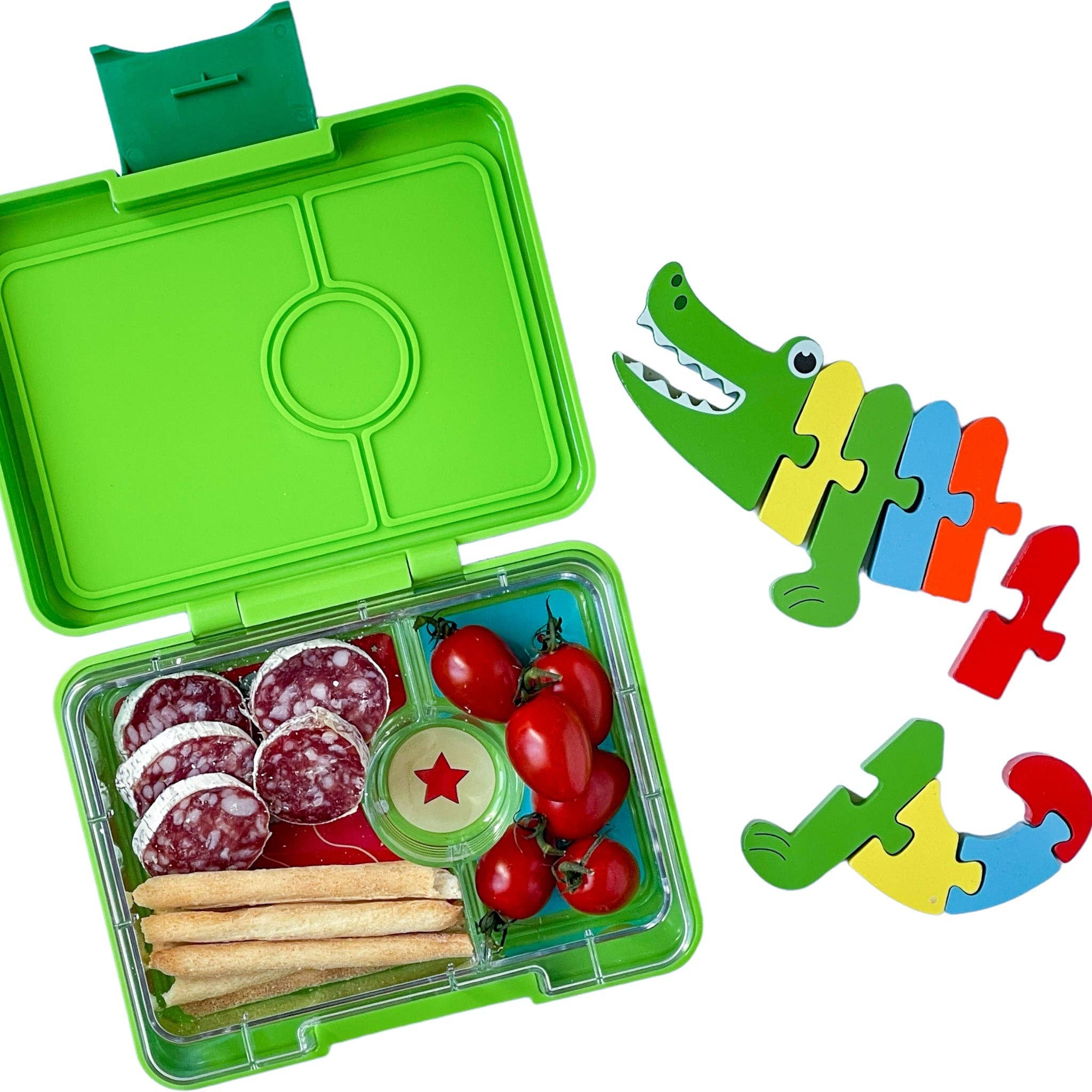 Yumbox Auslaufsichere Bento-Snackbox – Grün mit Haifisch-Einsatz - nila kids