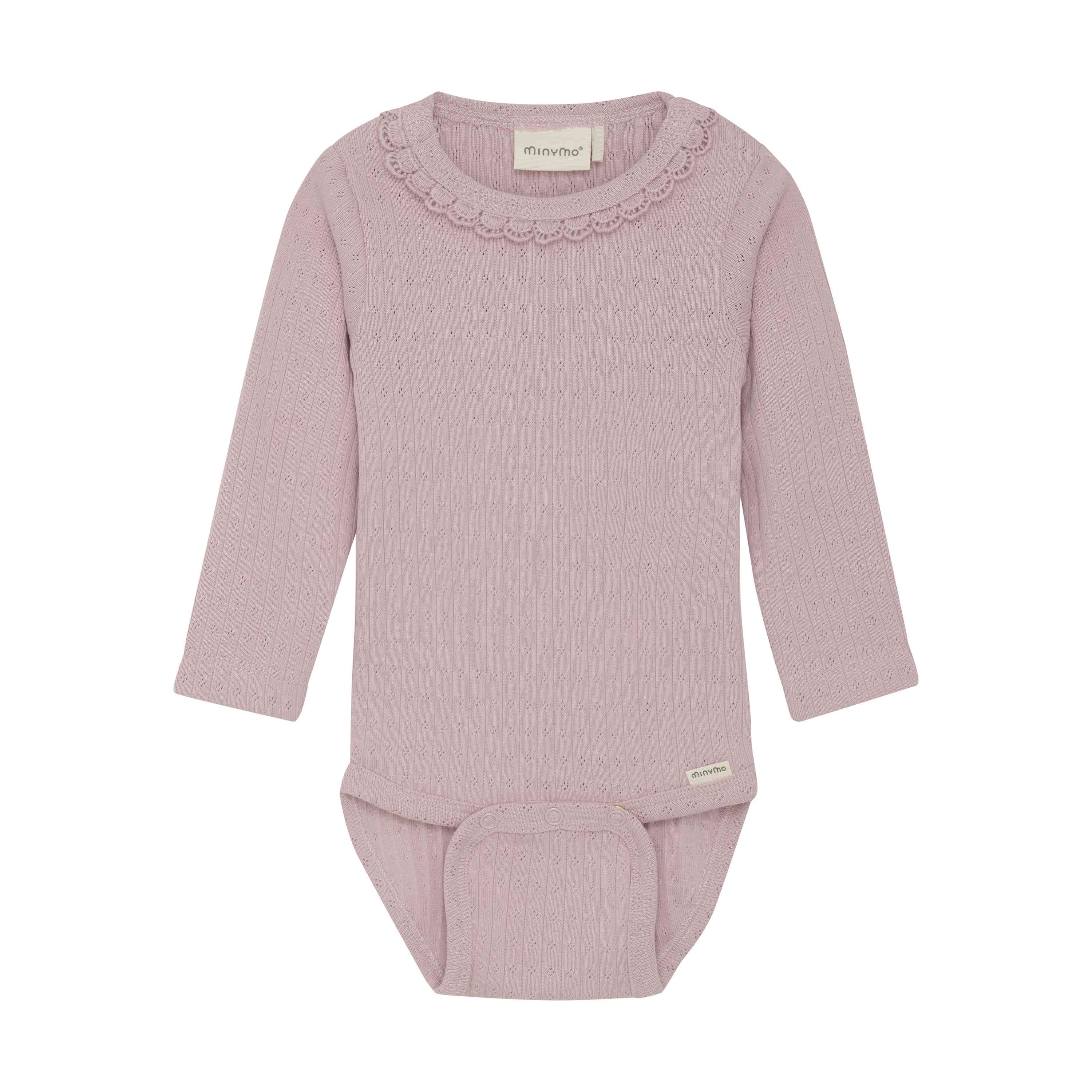 Langarm-Body Pointelle in Altrosa - nila kids