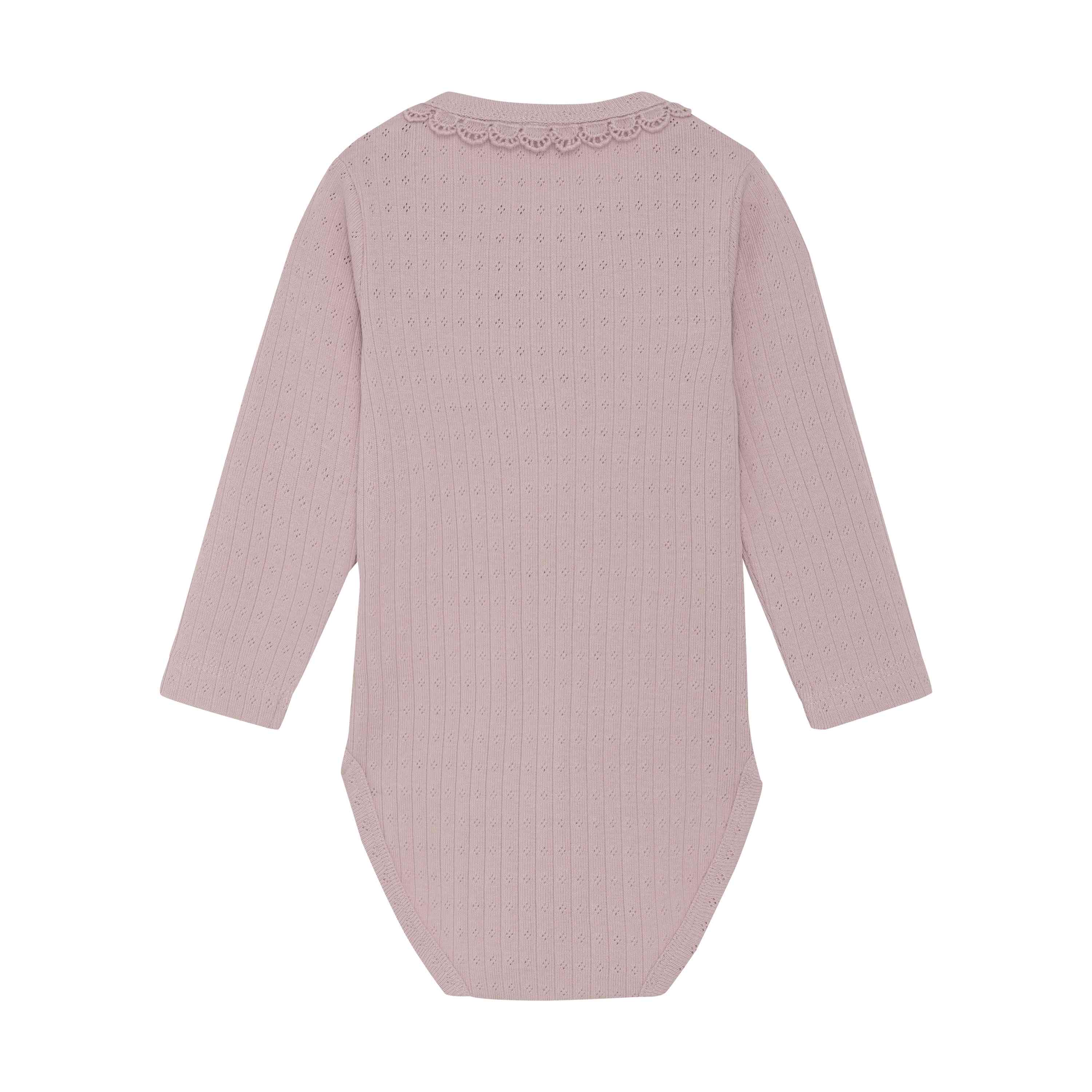 Langarm-Body Pointelle in Altrosa - nila kids
