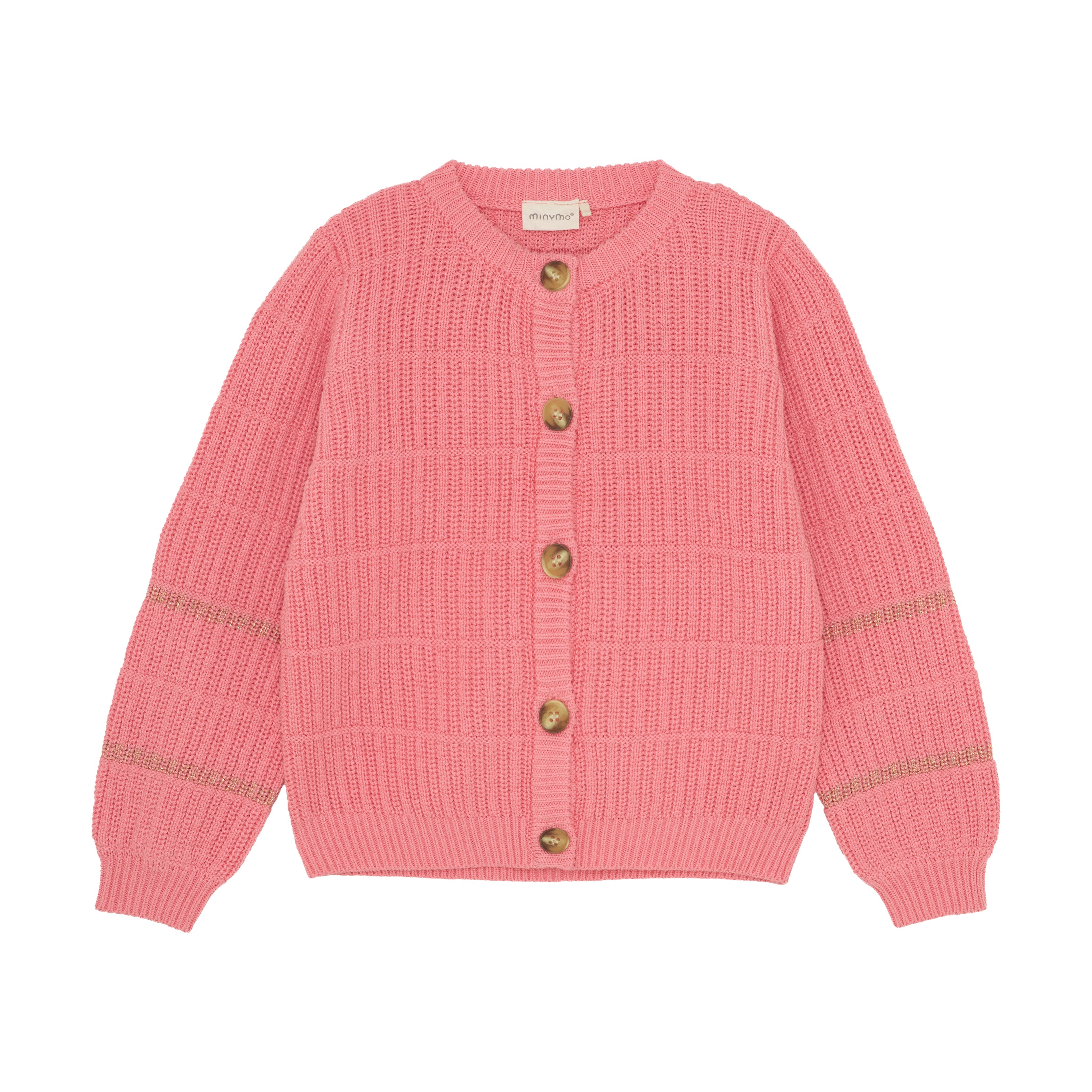 Minymo Strickjacke – rosa mit Glitzerakzent