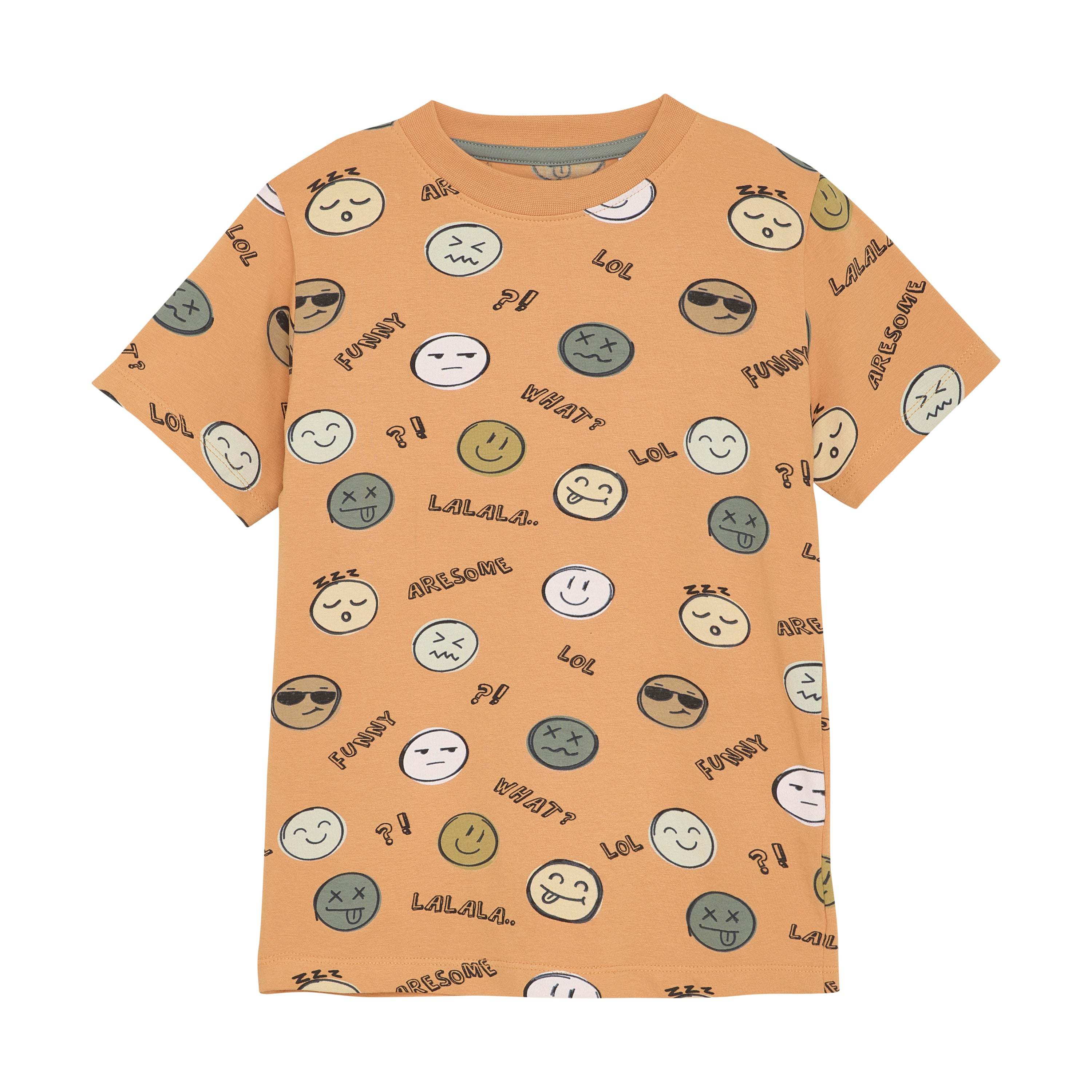 T-Shirt „Smiley“ – Fröhlicher Allover-Print | 95 % Baumwolle, 5 % Elastan - nila kids