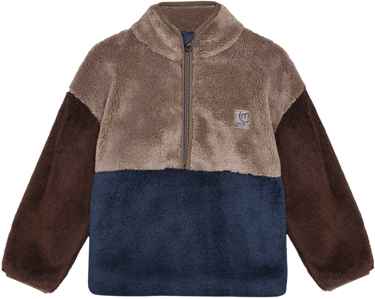 Teddy-Fleece Pullover mit Half-Zip – Midnight Navy - nila kids