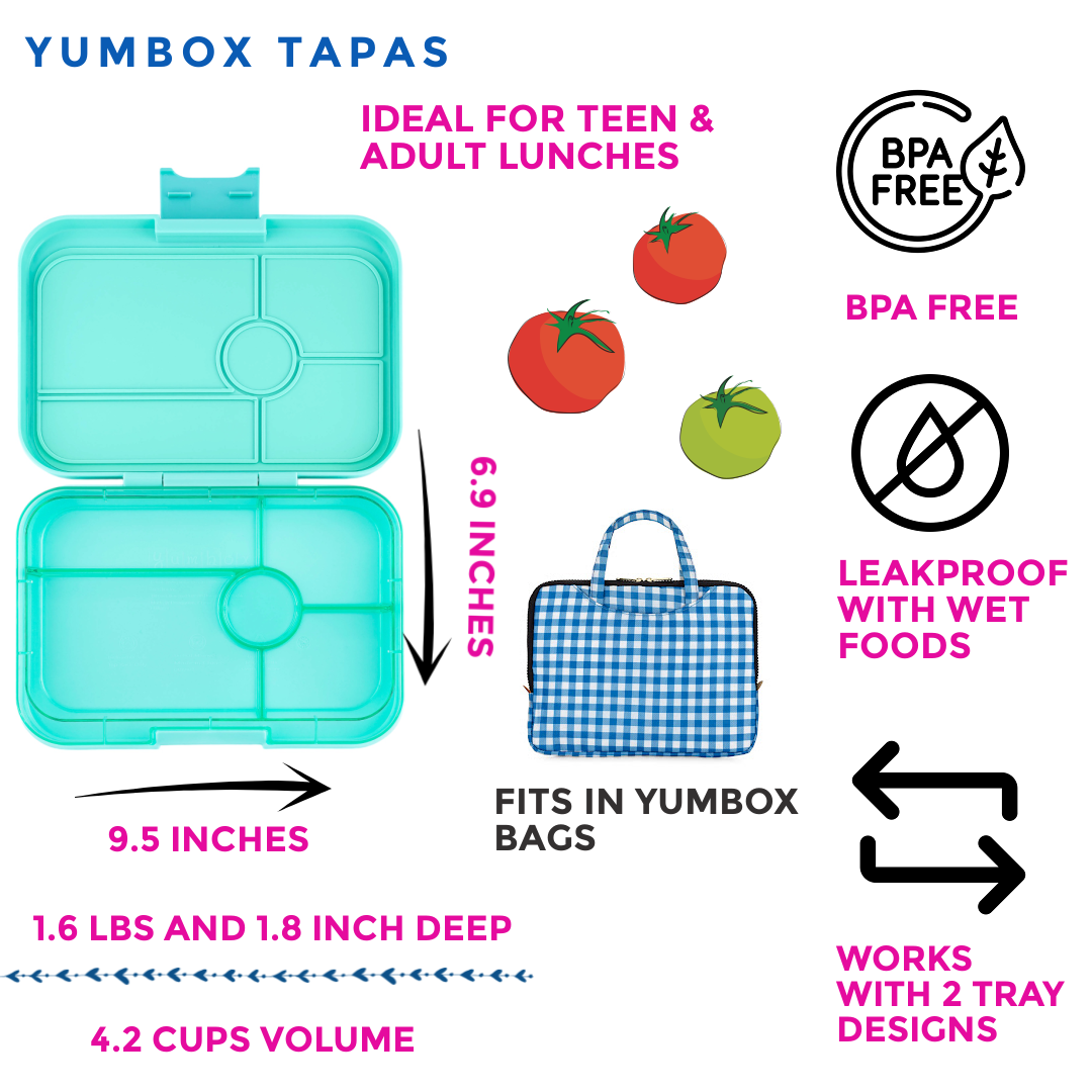 Auslaufsichere Bento-Box Tapas mit 5 Fächern und transparentem Bali Aqua – extra gross - nila kids