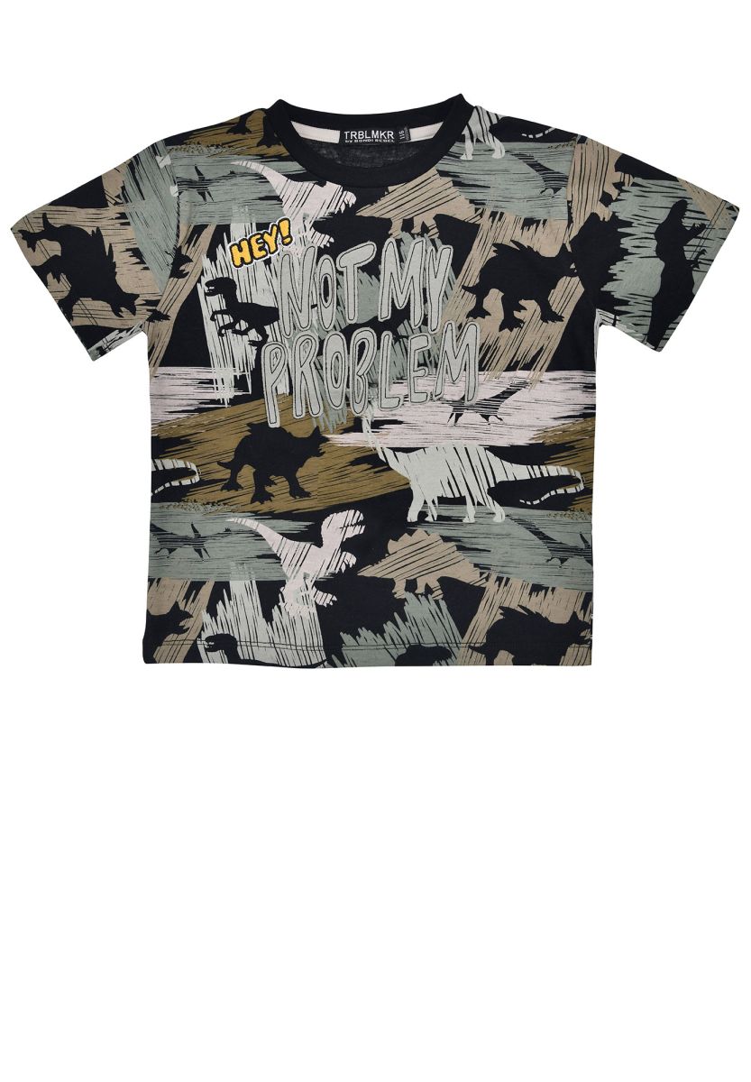 T-Shirt „Not my Problem“ – mit Dino-Print & cooler Stickerei - nila kids