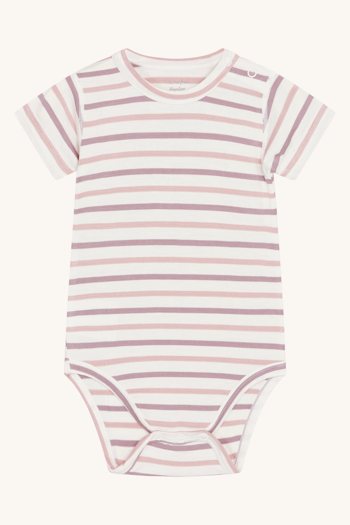 Kurzarm-Body aus Bambus – zart gestreift in Rosa - nila kids