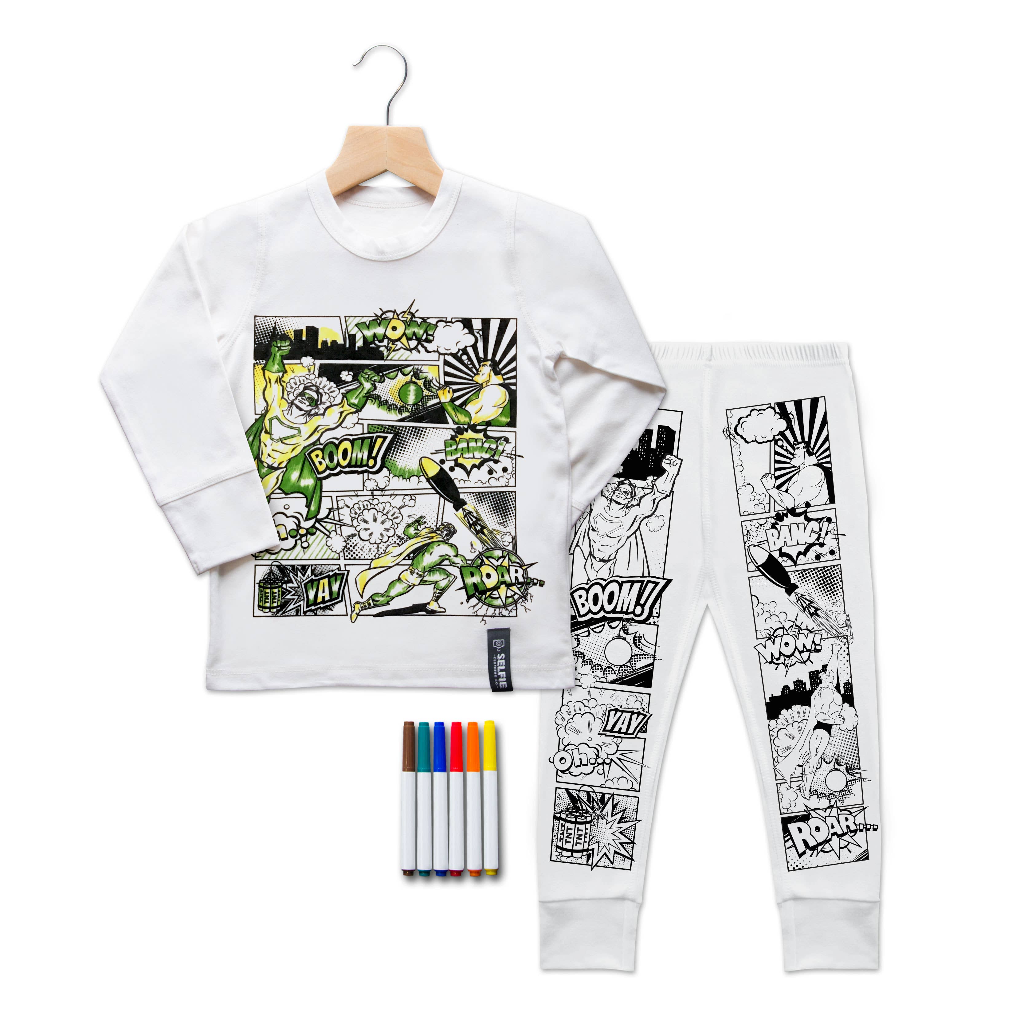 Superhelden-Comic Pyjama zum ausmalen - nila kids