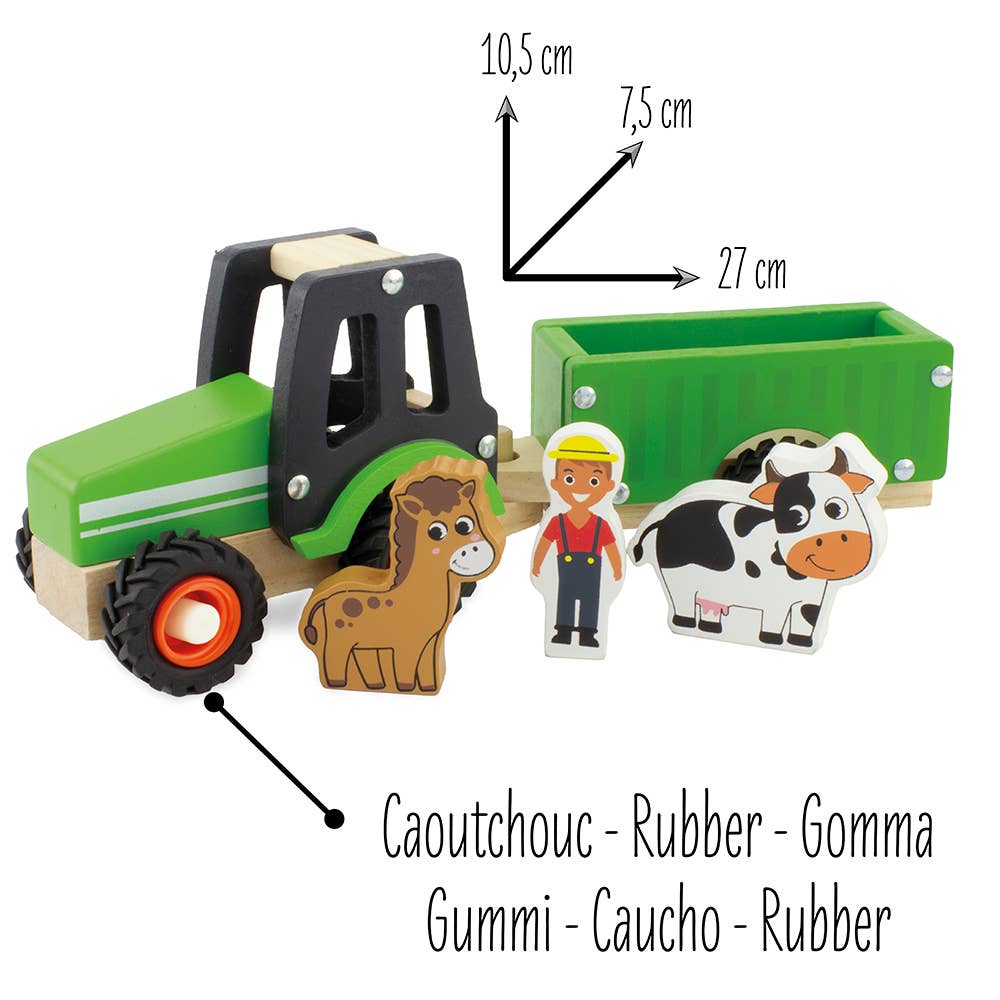 Holztraktor mit abnehmbarem Anhänger - nila kids
