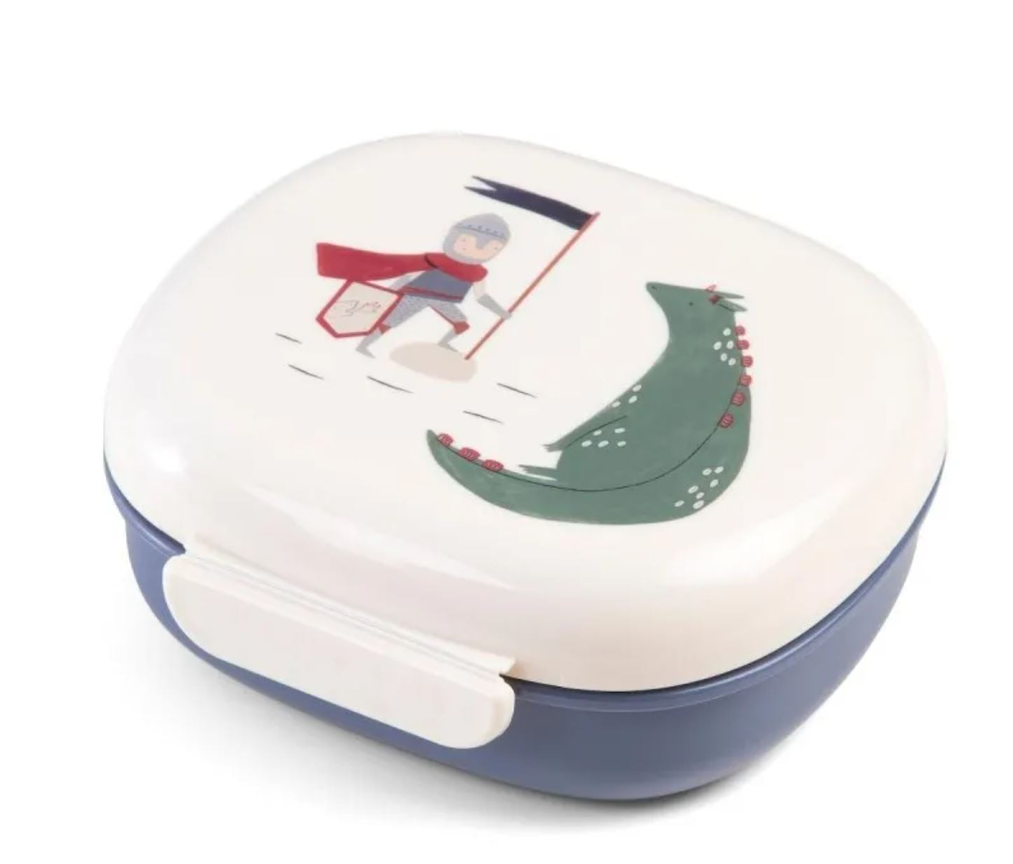 Lunchbox für Kinder mit grünem Drachen und einem Ritter in Ausrüstung