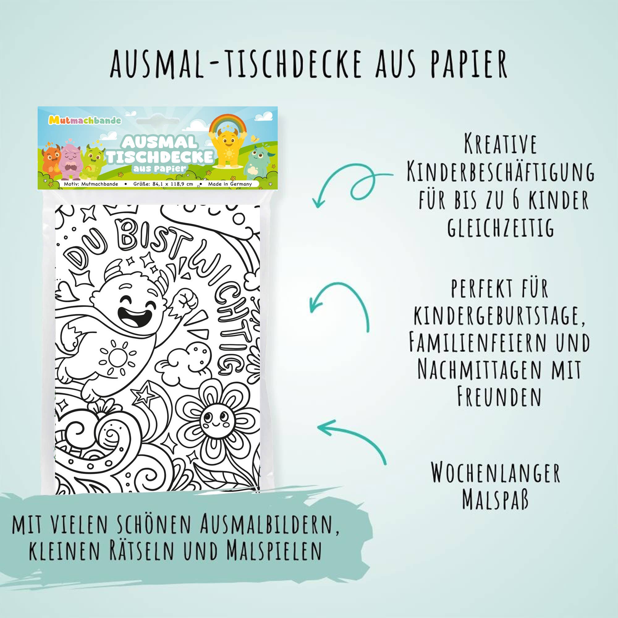 Ausmal-Tischdecke aus Papier "Mutmachbande" - nila kids