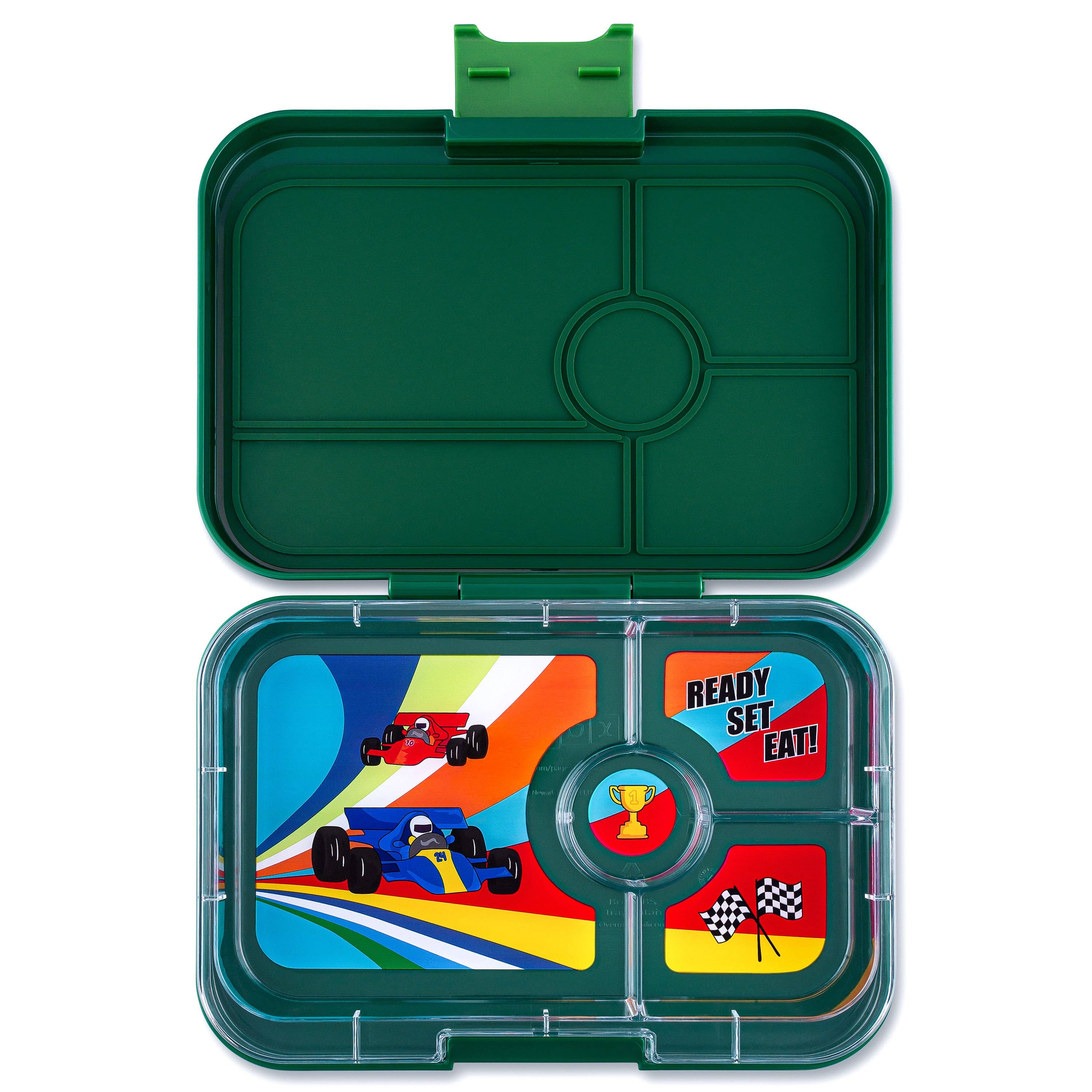 Auslaufsichere Yumbox Tapas Greenwich Green - 4-Fächer- mit Rennwagen - grosse Grösse - nila kids