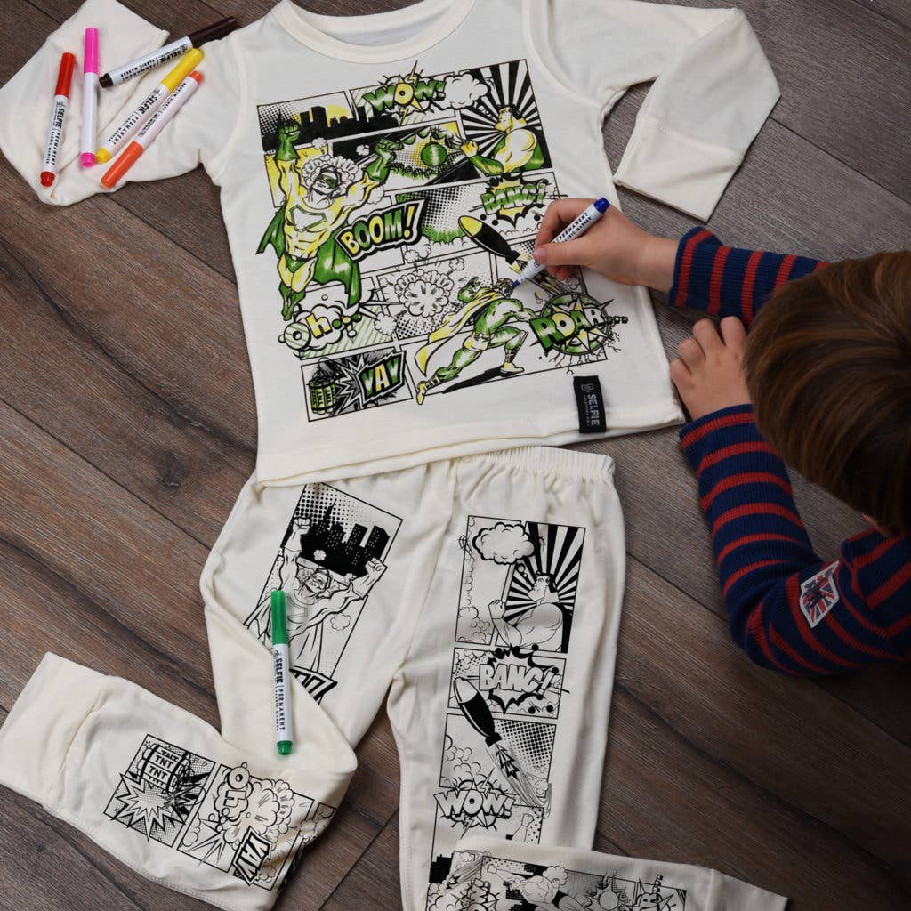 Superhelden-Comic Pyjama zum ausmalen - nila kids