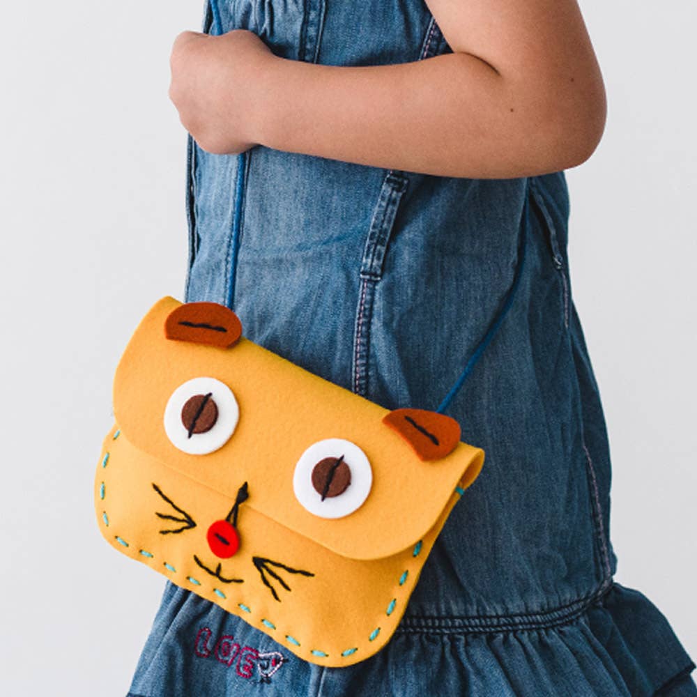 Geschenkset für Kinder zum Basteln einer Tasche: Gelbe Katze - nila kids