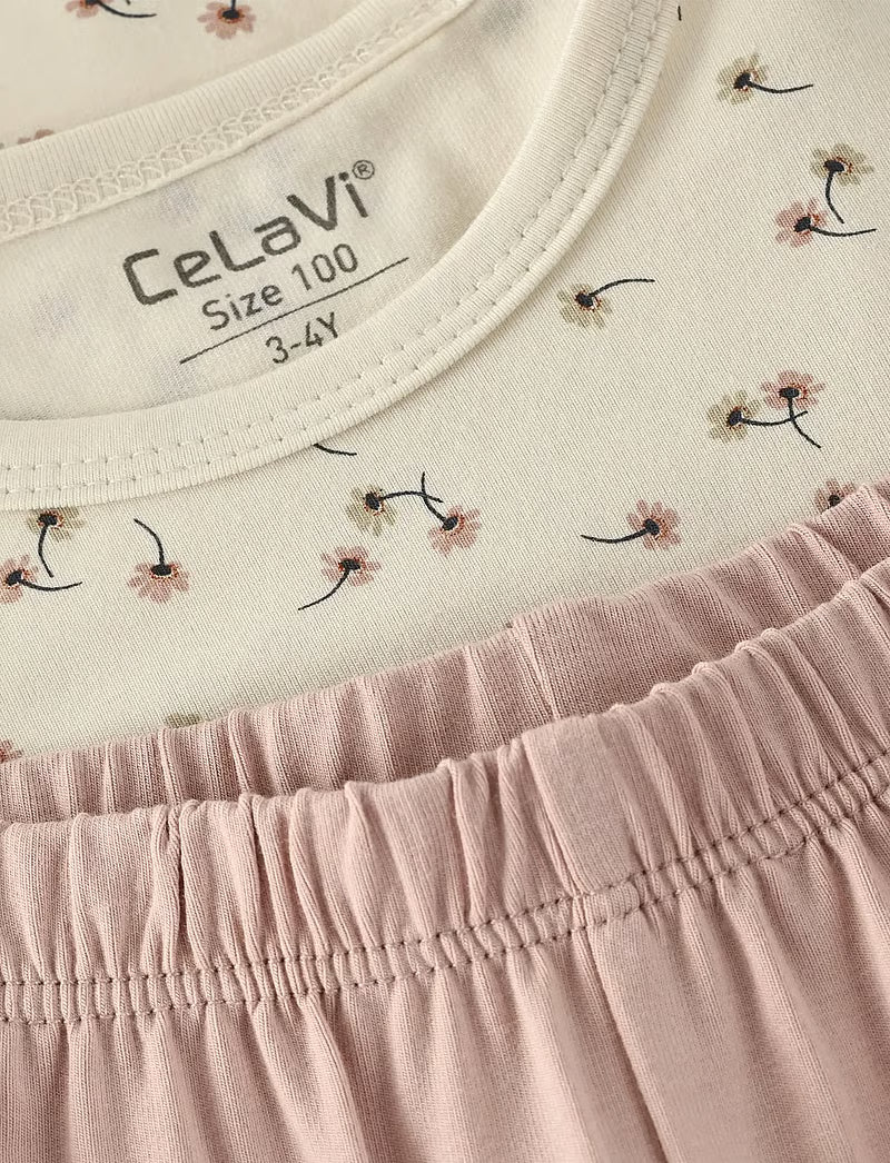 Summer Pyjamas Set Blumenmuster Langarm aus Bambus - nila kids